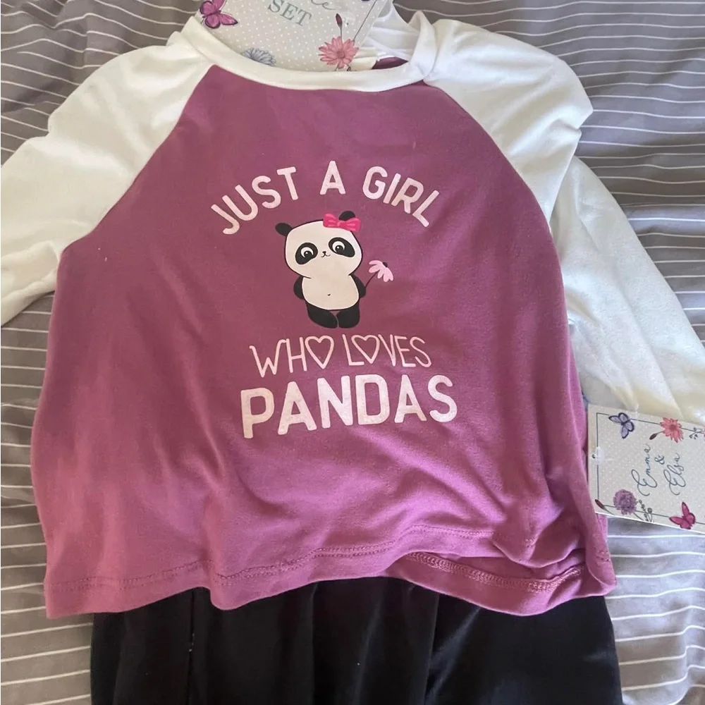 Girls Pink and White Panda Pajama Top - 'Just a Girl Who Loves Pandas'